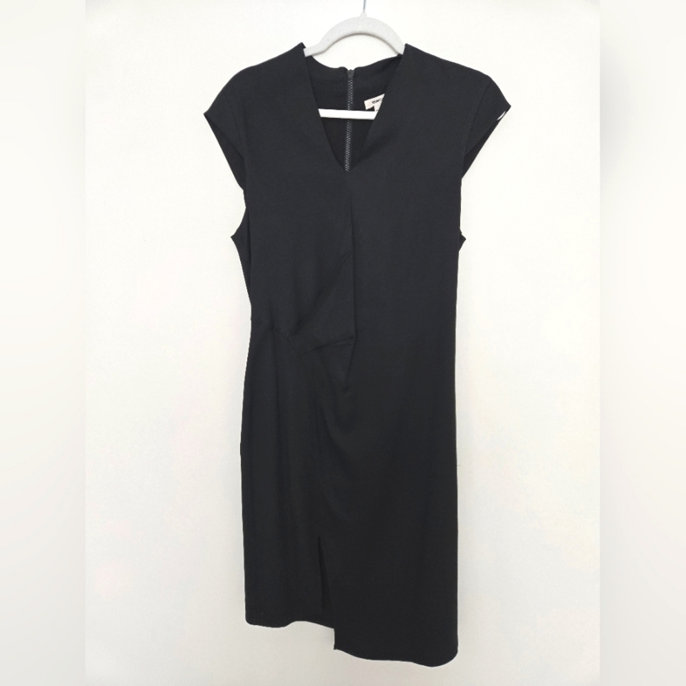 Helmut Lang Black rouched v-neck classic cocktail dress designer Normcore 10